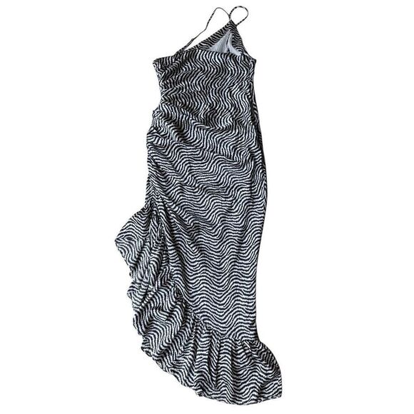 Cinq Sept Christel Silk Side Ruched Ruffled Midi Dress Size XS/0 - Picture 7 of 10